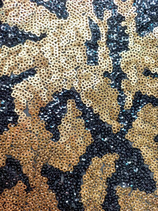 Gold and black sequin fabric for ladies in india