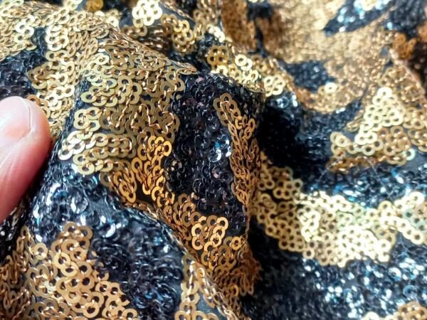 Gold and black sequin fabric for women price