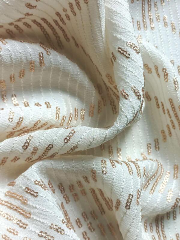 Latest Allover lining Gold sequins embroidery fabric for Women apparel