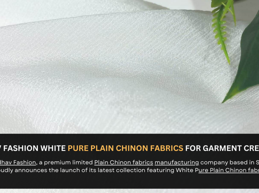 Madhav Fashion White Pure Plain Chinon Fabrics for Garment Creations