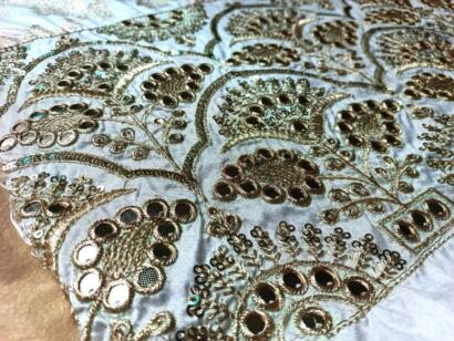 Mirror work daman Embroidery fabric Design by madhav fashion