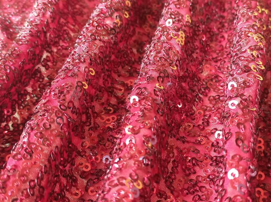 Most popular Allover pink sequins embroidery fabric by madhav fashion