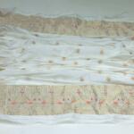 Silk cream jacquard dupatta with colorful butti