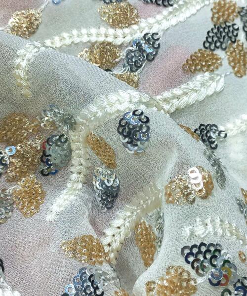Transform Your Designs with Dyeable Sequins Embroidered Fabrics at Wholesale