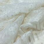 White schiffli embroidery fabric on georgette wholesale