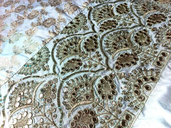 madhav fashion Mirror work daman Embroidery fabric
