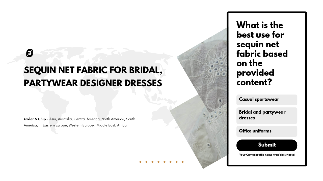 Sequin Net Fabric for Bridal, Partywear Designer Dresses