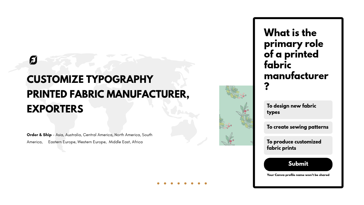Customize Typography Printed Fabric Manufacturer, Exporters