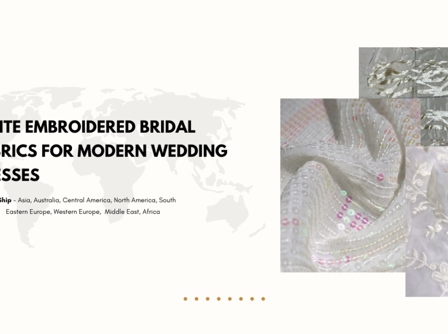 White Embroidered Bridal Fabrics for Modern Wedding Dresses