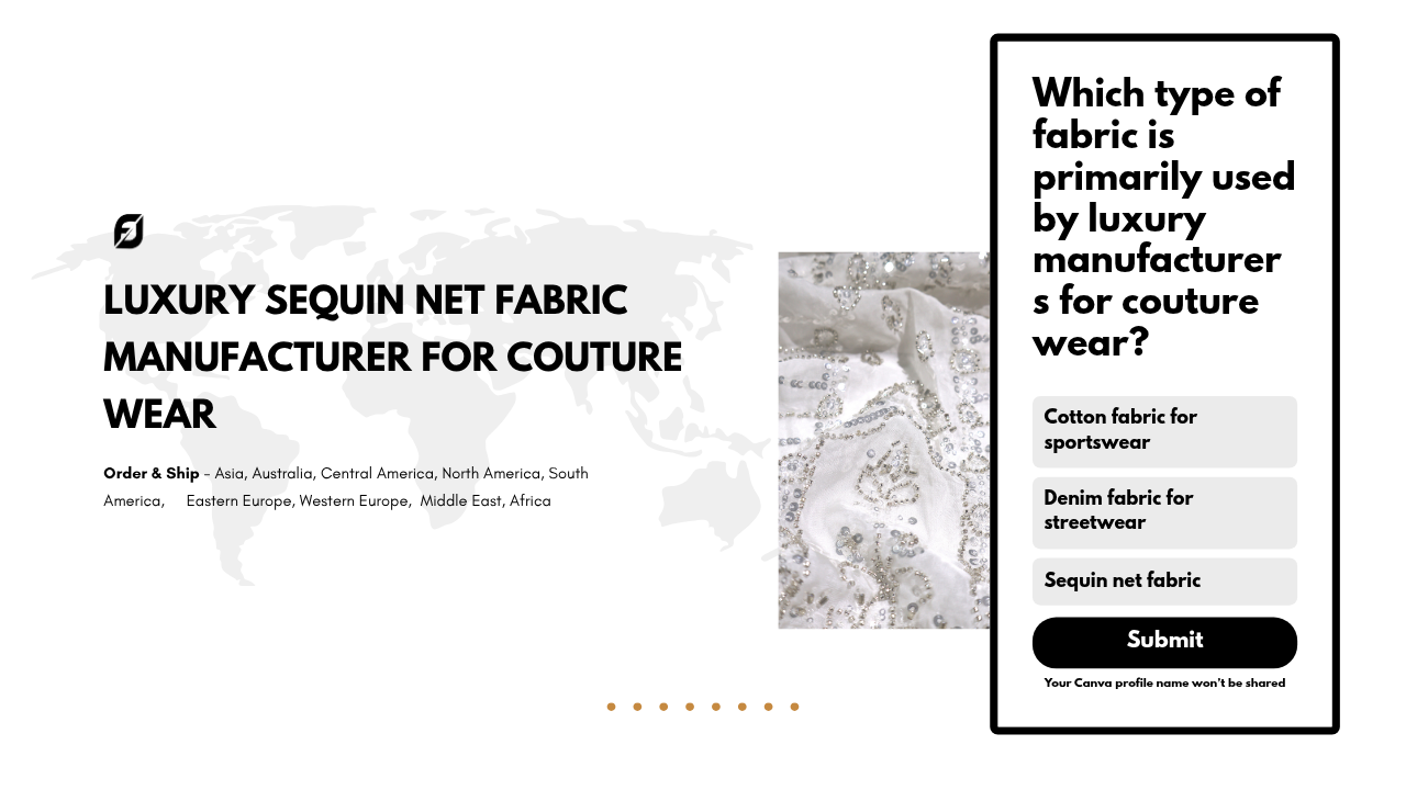 Luxury Sequin Net Fabric Manufacturer For Couture Wear