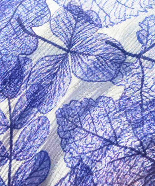 Buy Purple Floral Leaf Pattern Print on Chinon Fabric