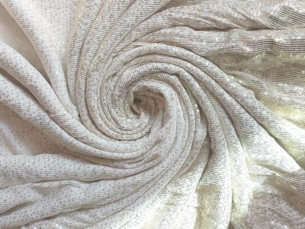 Buy Allover Sequin Embroidery fabric on Off white cotton