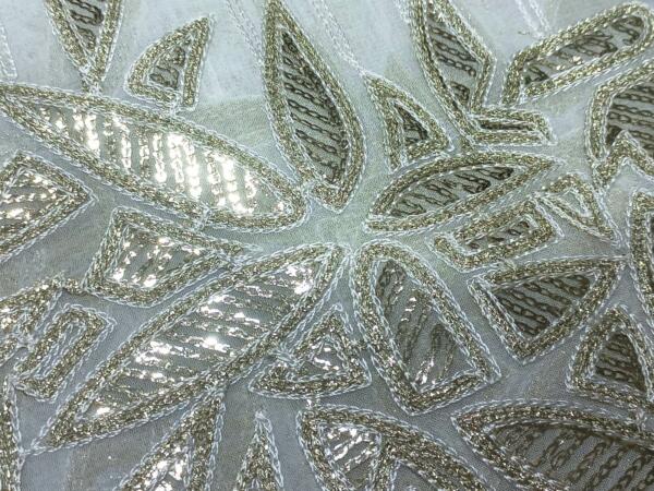 Daman Embroidered fabric with Viscose thread and Gold foil work