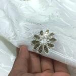 Daman Embroidery fabric with Gold foil