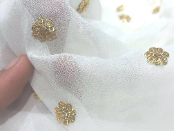 Delicate Golden Sequin And Premium Zari Butti