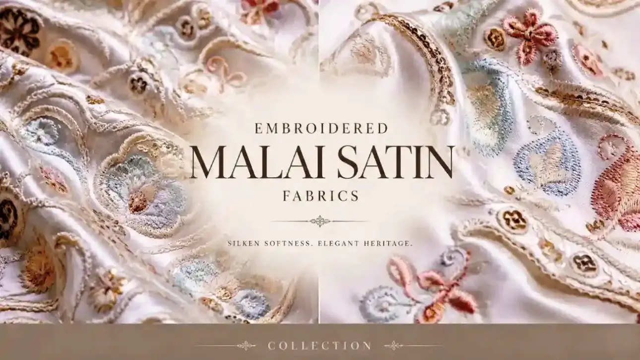 Embroidered Malai Satin Fabric for Global Costume & Bridal Markets