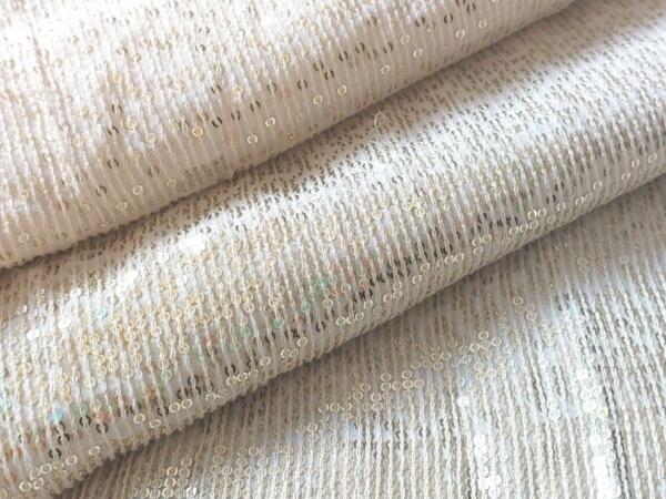 Premium Sequin Embroidery fabric on Off white cotton