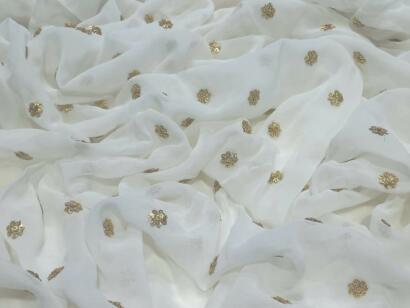 Golden Sequins Butti fabric @152 INR Per mtr