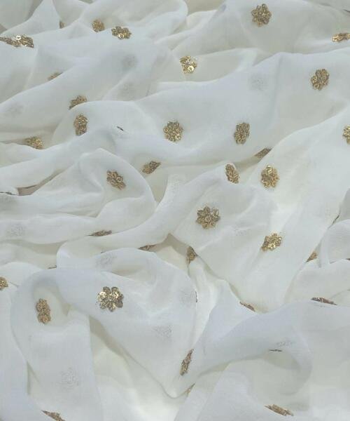 Golden Sequins Butti fabric @152 INR Per mtr