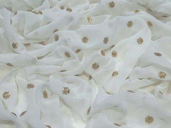 Golden Sequins Butti fabric @152 INR Per mtr