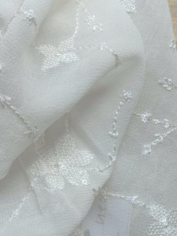 Viscose Thread work Water Sequins Embroidery fabric