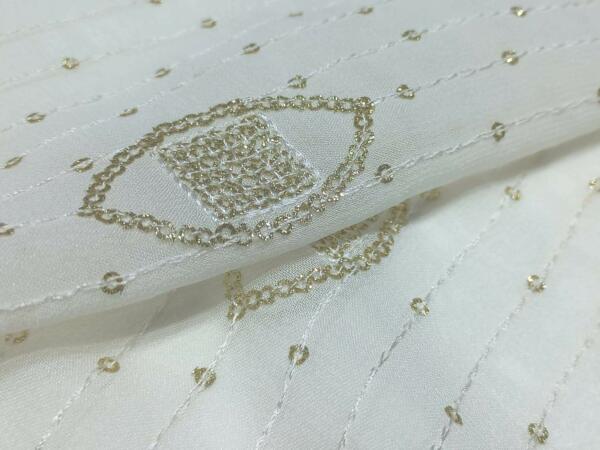White Allover Sequins Embroidery fabric 