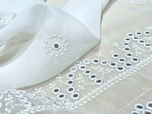 White mirror work embroidery dupatta fabric india,