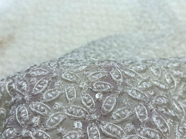 White viscose thread work embroidery fabric india