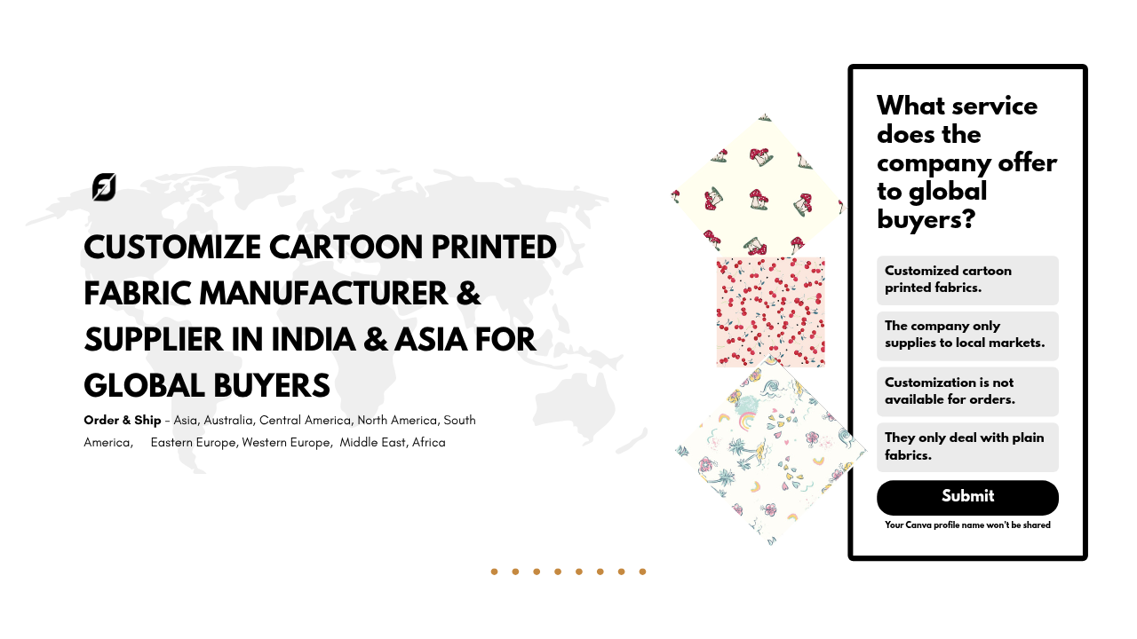 Customize Cartoon Printed Fabric Manufacturer & Supplier in India & Asia for Global Buyers
