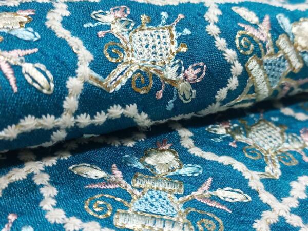 Blue heavy Embroidered Sherwani fabric