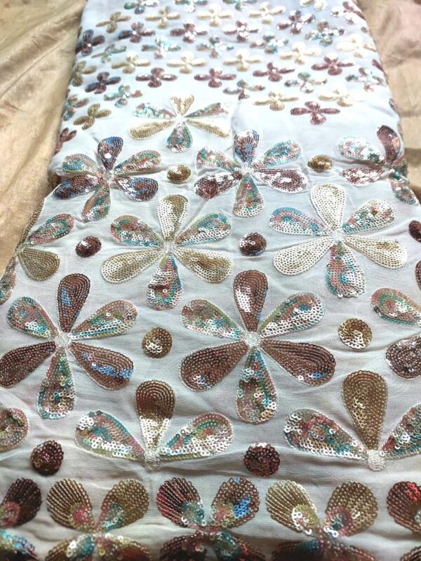 Floral sequins embroidery fabric india