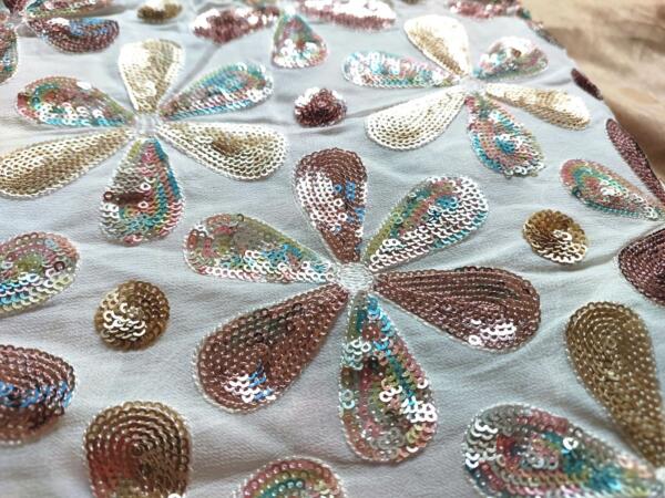 Floral sequins embroidery fabric near me