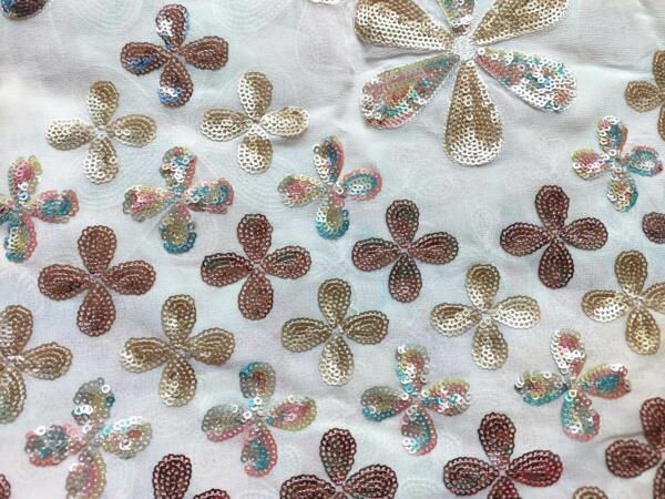 Floral sequins embroidery fabric online