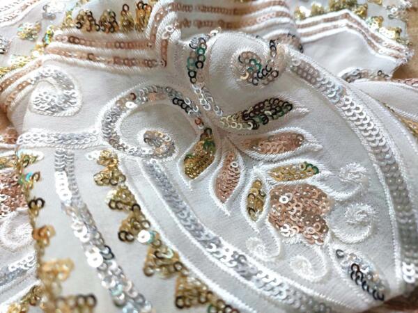 Multicolor floral Sequin Embroidery fabric