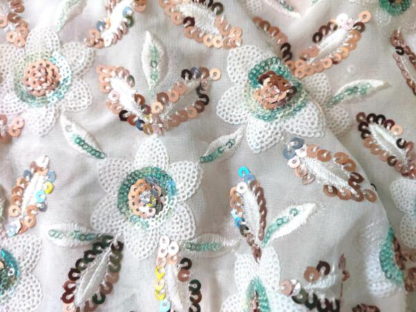 Three color sequins daman embroidery fabric online