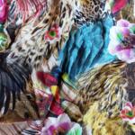 multicolor Printed viscose linen satin fabric