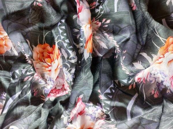 Shop now multicolor modal satin printed fabric for your garments Creation