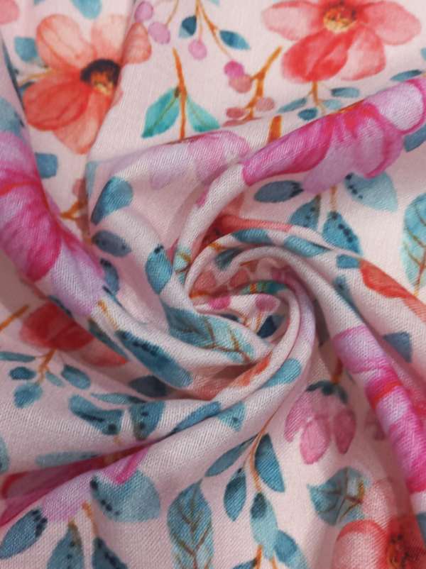 Best floral pink multicolor printed fabric