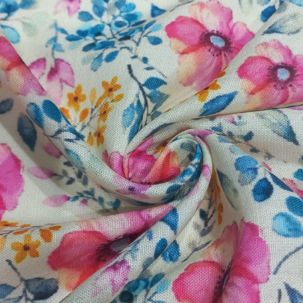 Buy Finest Floral Poly linen Printed Fabric