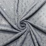 Buy Poly Linen grey Schiffli fabric @ 295 INR