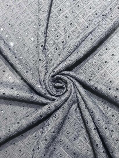 Buy Poly Linen grey Schiffli fabric @ 295 INR