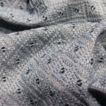 Explore Grey Schiffli Poly Linen Fabric