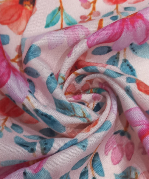 Floral pink multicolor printed fabric