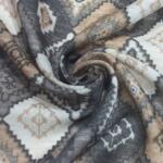 Gray Color Printed fabric in Poly Linen