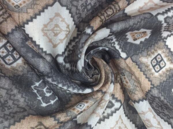 Madhav fashion gray color poly Linen Printed fabric