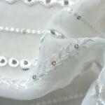Off white Mirror work Fabric on Georgette