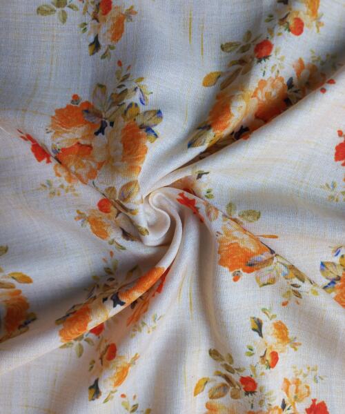 Buy Latest Poly Linen cotton Floral Print fabric 