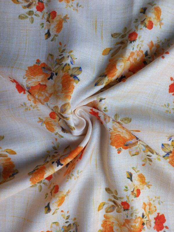 Buy Latest Poly Linen cotton Floral Print fabric 