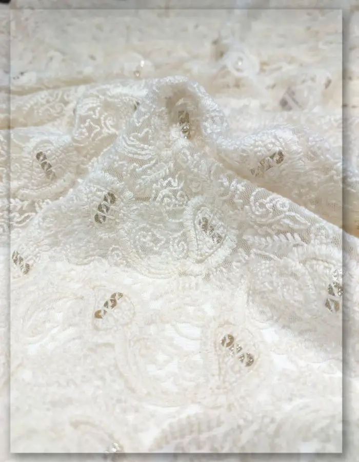 Allover Net Embroidery fabric with Cotton Thread