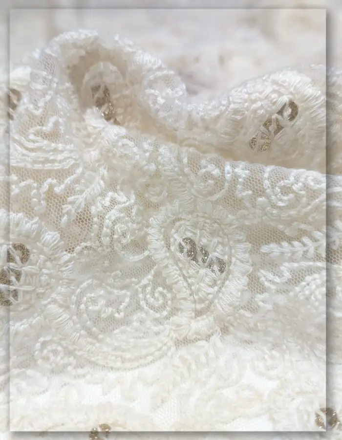 Allover Net Embroidery fabric with Cotton Thread